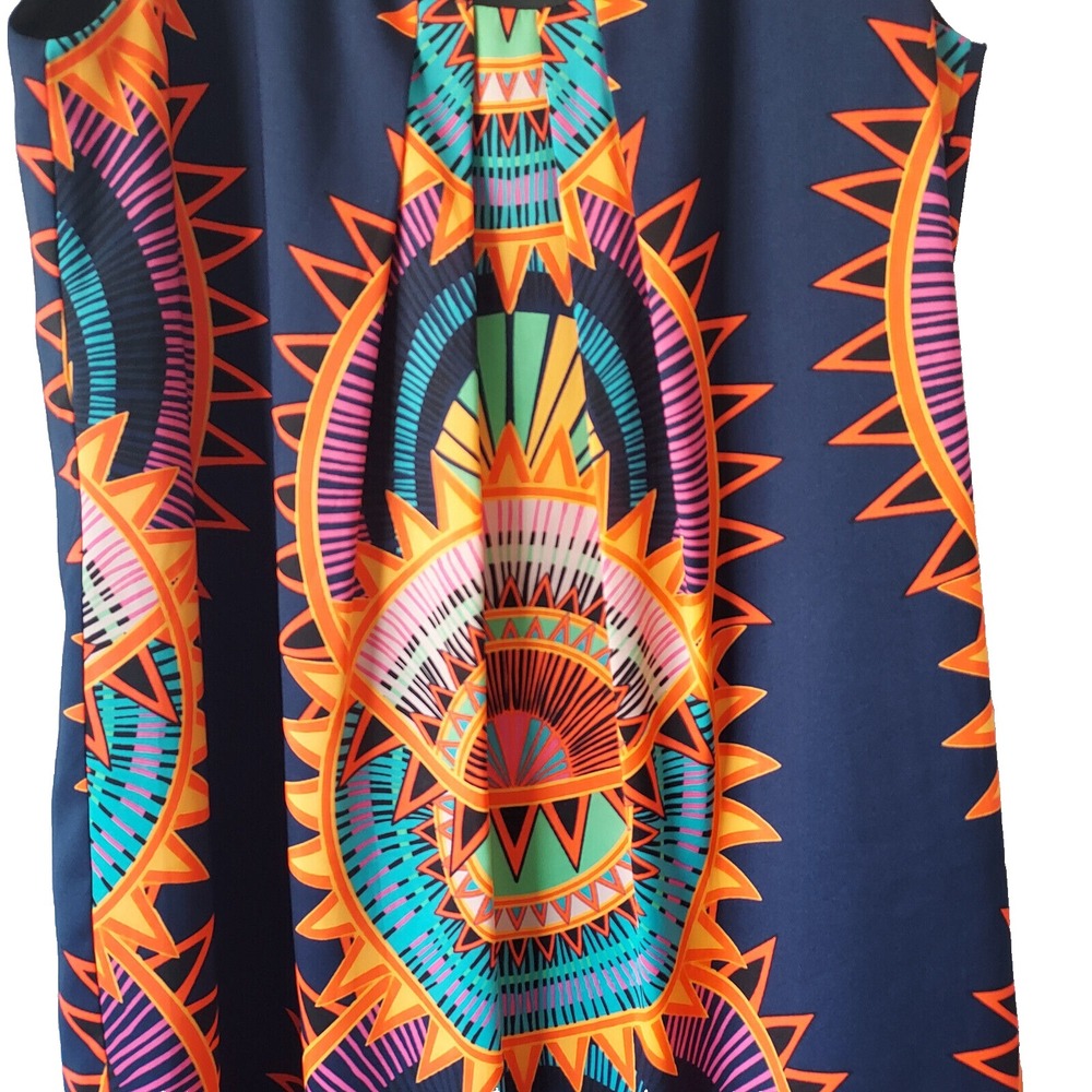 Mara‎ Hoffman Mini Dress Womens XS Sleeveless Multicolor Neon Art To Wear 60's - Picture 4 of 9